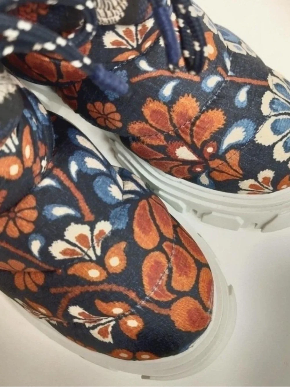 Farm Rio Floral Quilted Winter Boot - Navy & Orange